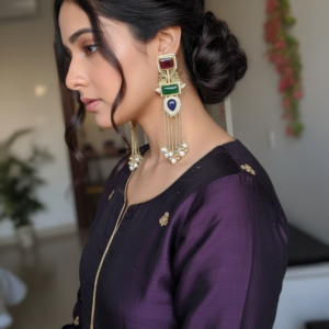RAJUL GREEN PURPLE  KASHMIRI GHOONGRNOO EARRINGS