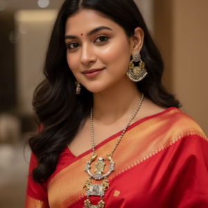 CHANDRA MAYUR LONG PENDENT SET WITH EARRINGS