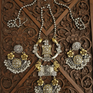 CHANDRA MAYUR LONG PENDENT SET WITH EARRINGS