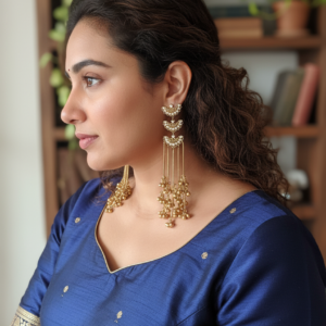 ROSHNI GOLD PLATED KUNDAN KASHMIRI EARRINGS FOR WOMEN