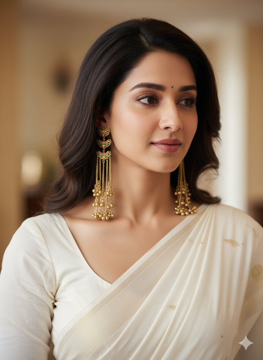 ROSHNI GOLD PLATED MULTI KASHMIRI EARRINGS FOR WOMEN - Image 3