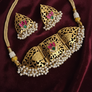 Inara Cutwork Handmade Choker With Earrings For women