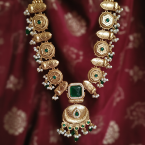 POORVI LONG GOLD PLATED  NECKLACE SET FOR WOMEN