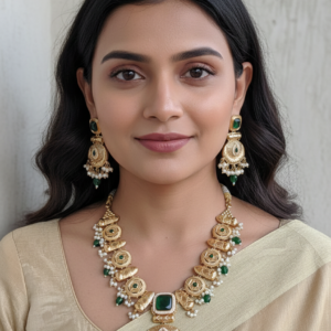 POORVI LONG GOLD PLATED  NECKLACE SET FOR WOMEN