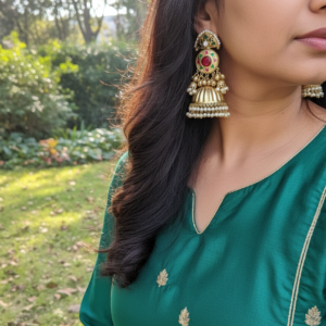 KASHI  GOLD PLATED PREMIUM QUALITY  RED EARRINGS