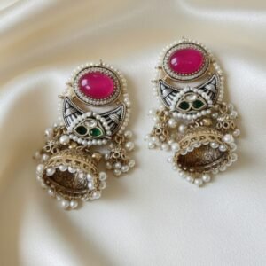 MAAHI GOLD PLATED RUBY DOUBLET JHUMKI FOR WOMEN