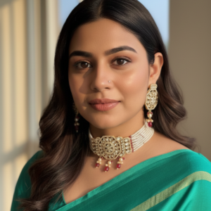 SARASWATI PEARL KUNDAN  NECKLACE WITH EARRINGS