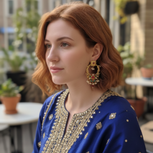 AAVYA GOLD PLATED NAVRATAN EARRINGS FOR WOMEN