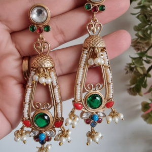 GULAB  GOLD PLATED NAVTARAN EARRINGS FOR WOMEN