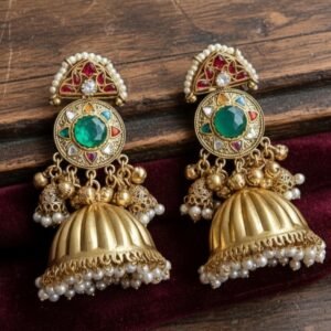 KASHI  GOLD PLATED PREMIUM QUALITY  GREEN EARRINGS