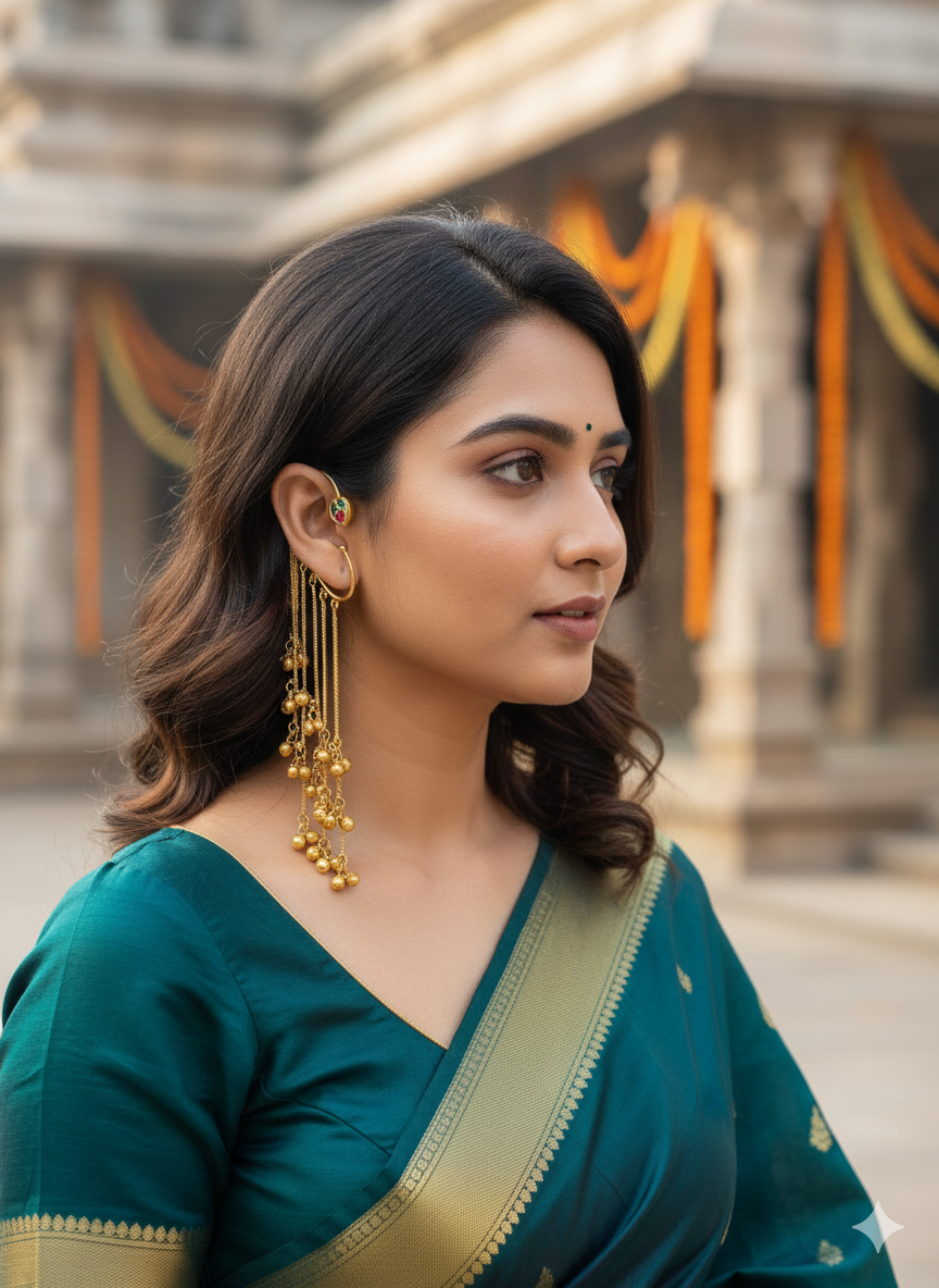 JHILMIL GOLD PLATED KASHMIRI EARCUFF FOR WOMEN - Image 4