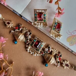 CHARULATA GOLD PLATED KUNDAN CHOKER SET FOR WOMEN