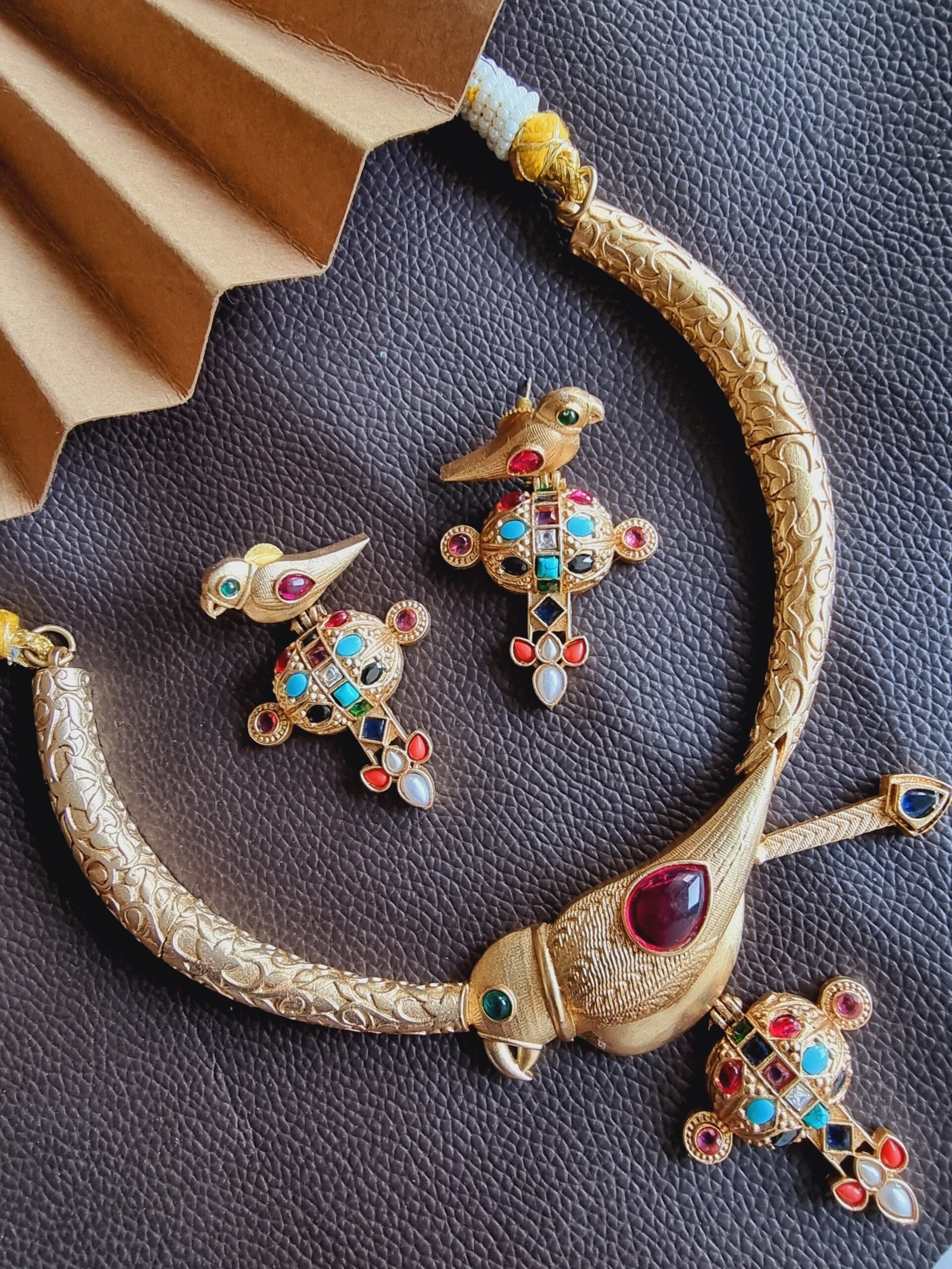 TOTAPARI GOLD PLATED NECKLACE SET WITH EARRINGS - Image 3