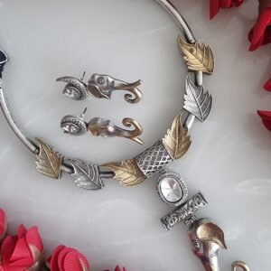 GAJGAMINI DUALTONE NECKLACE SET WITH EARRINGS FOR WOMEN