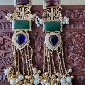 RAJUL GREEN PURPLE  KASHMIRI GHOONGRNOO EARRINGS