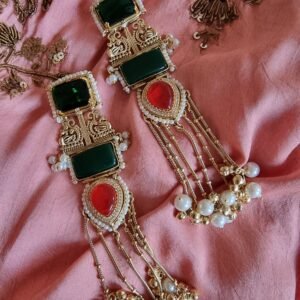 RAJUL RED GREEN KASHMIRI GHOONGROO EARRINGS