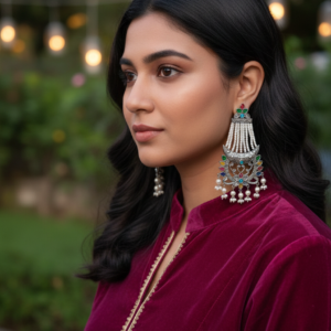 VARSHA RAINFALL PEARL BRASS EARRINGS FOR WOMEN